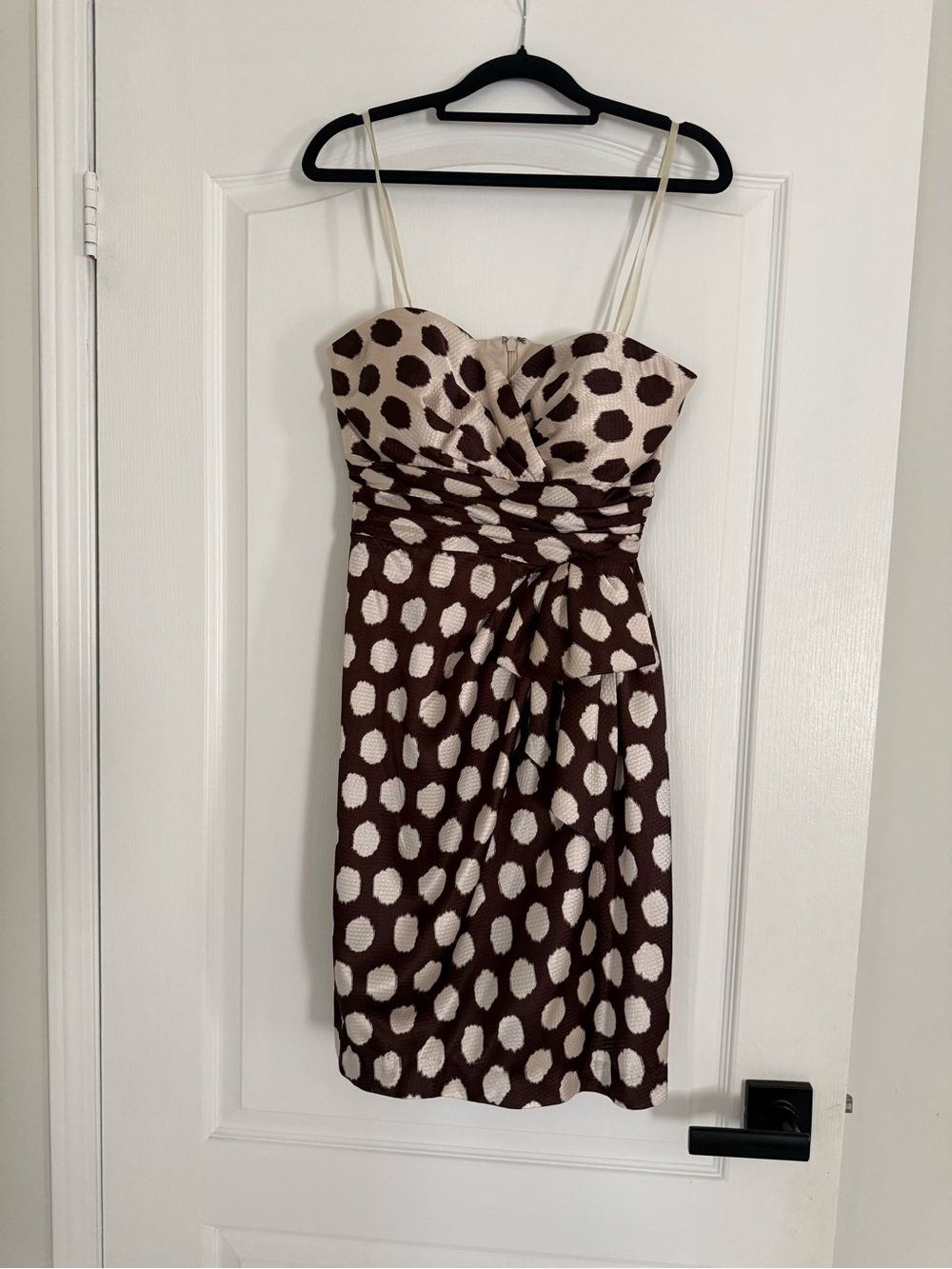 Max & Cleo Brown & Cream Strapless Polka Dot Mini Dress - Picture 5 of 10
